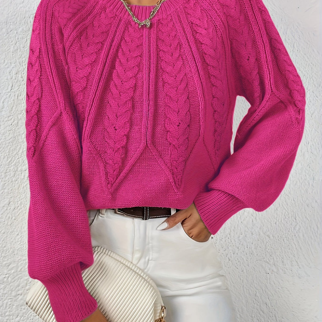 Cassidy | Kabelstrikket Rundhalset Sweater