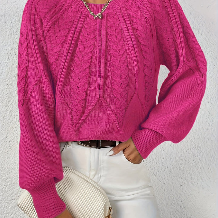 Cassidy | Kabelstrikket Rundhalset Sweater
