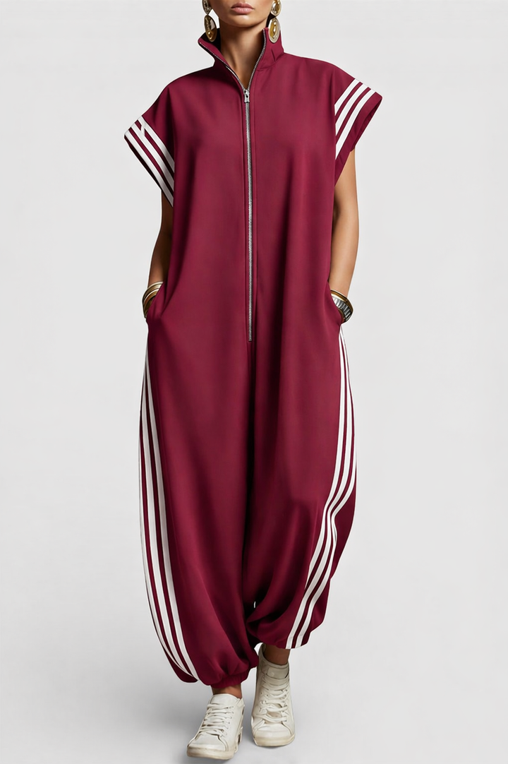Valentina | Stilfuld ærmeløs lynlås jumpsuit