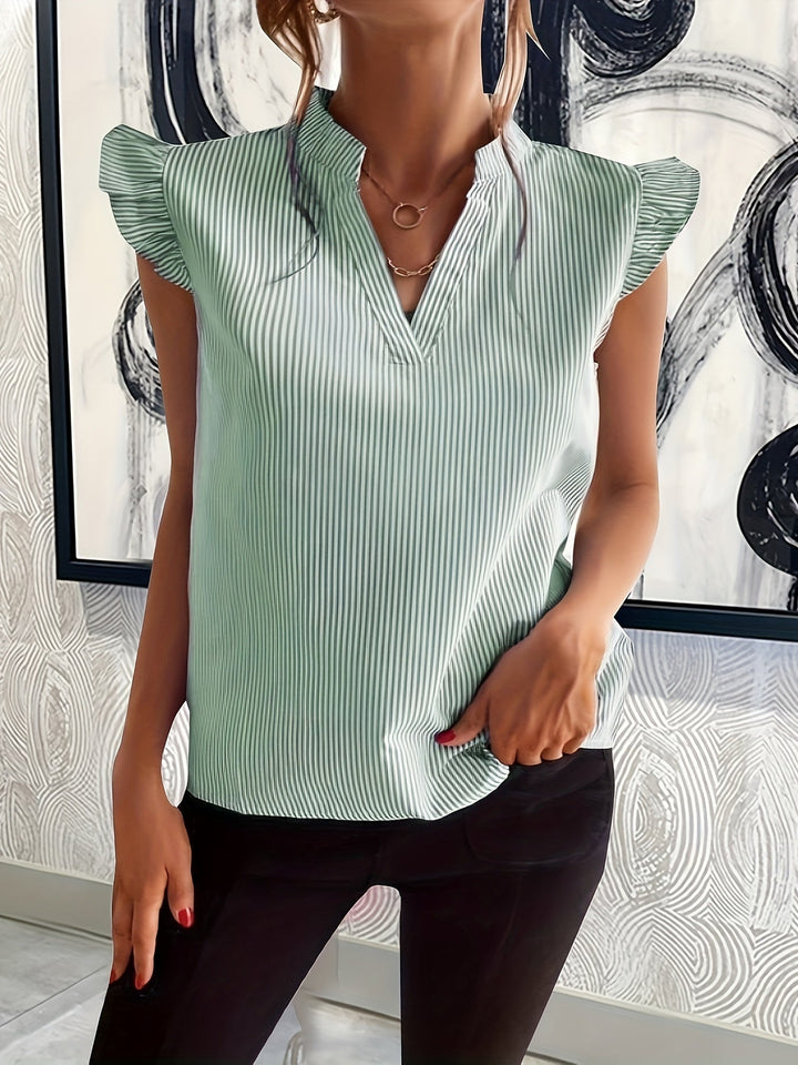 Rowan | Ruffle-Ærme V-Hals Bluse