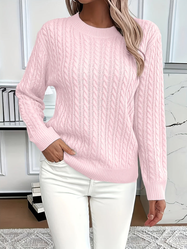 Faye | Kabelstrikket Rundhalset Sweater