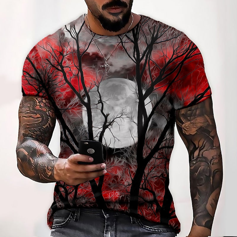 Jonah | Halloween Måne Grafisk Crew Neck T-Shirt
