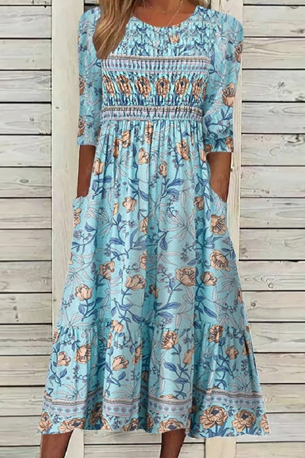 Freya | Elegant Petal Mid Sleeve Dress