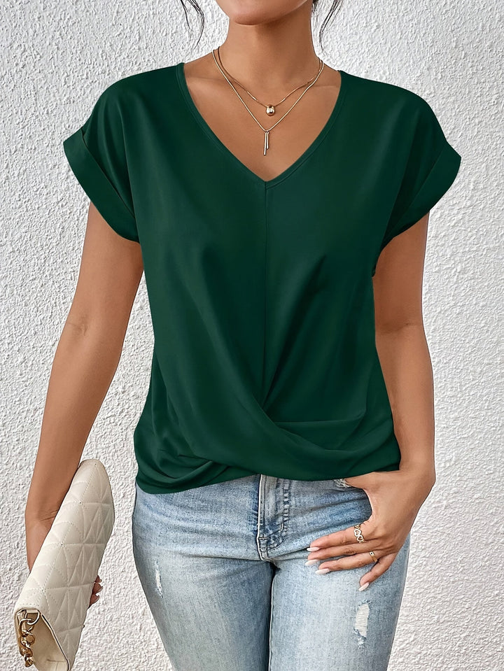 Sophia | Elegant V-Hals Draperet Bluse