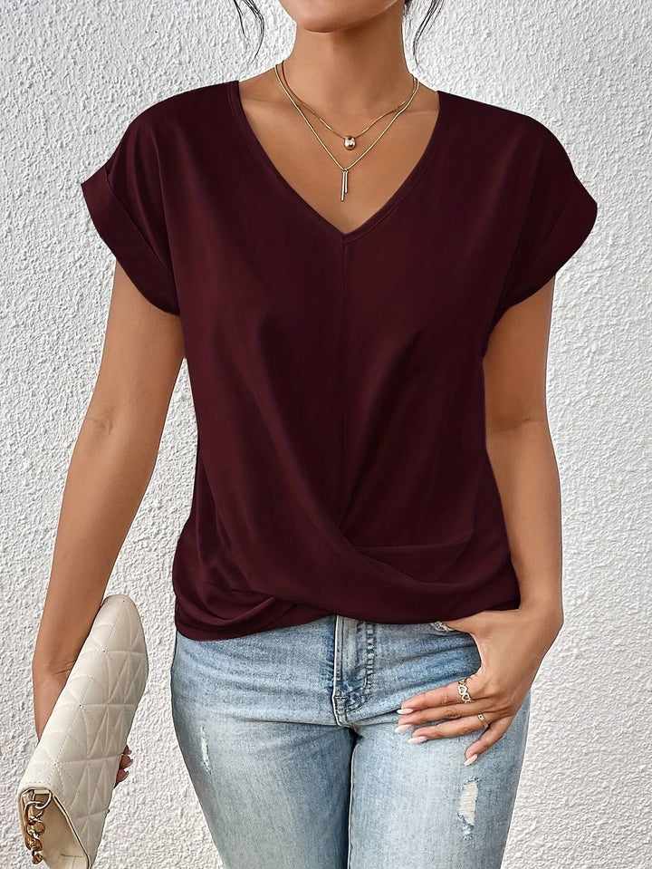 Sophia | Elegant V-Hals Draperet Bluse