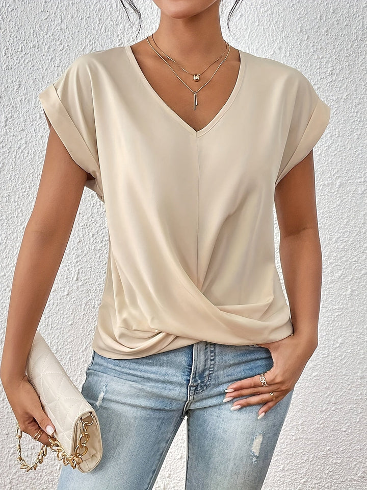 Sophia | Elegant V-Hals Draperet Bluse