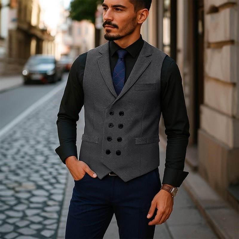 Bennett | Dobbeltradet Herringbone Vest