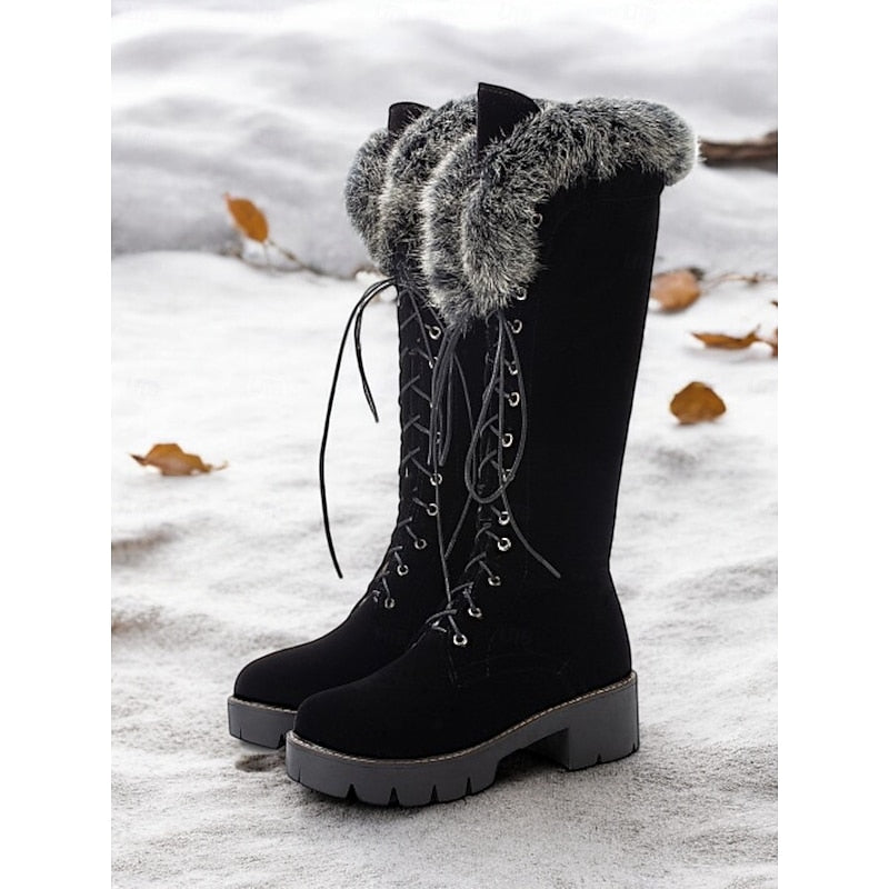 Aurelia | Cozy Lace-Up Knæhøje Vinterstøvler