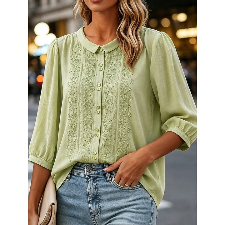 Paige | Broderet Peter Pan Krave Bluse
