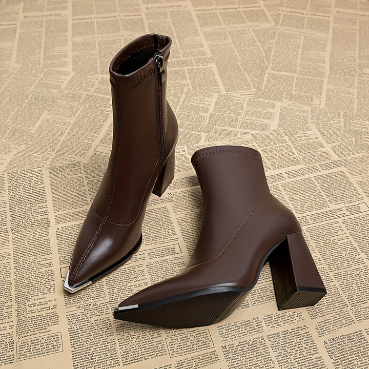 Josephine | Spidse Chunky Heel Ankelstøvler