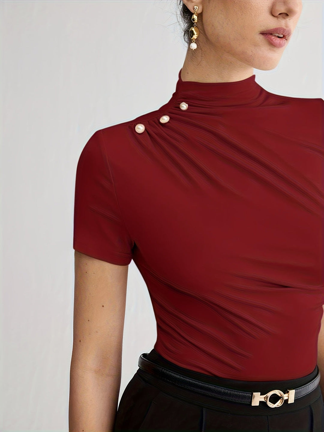 Sienna | Mock Neck Kortærmet Top