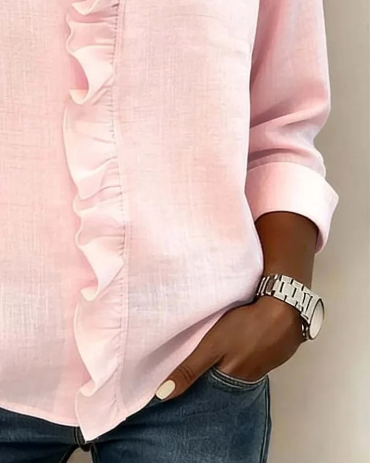 Cayla | Elegant V-hals Rynker Bluse