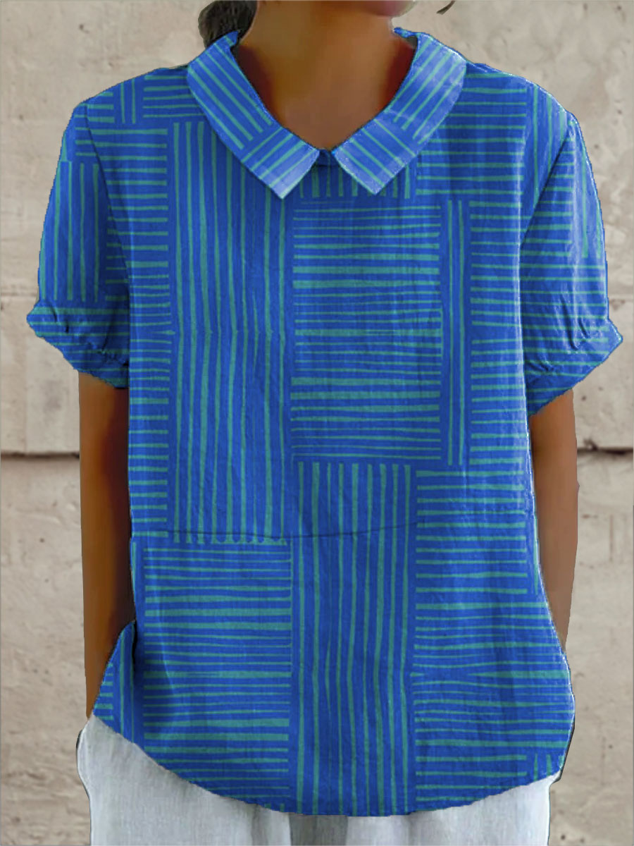 Elsie | Elegant Stribet Geometrisk Skjorte