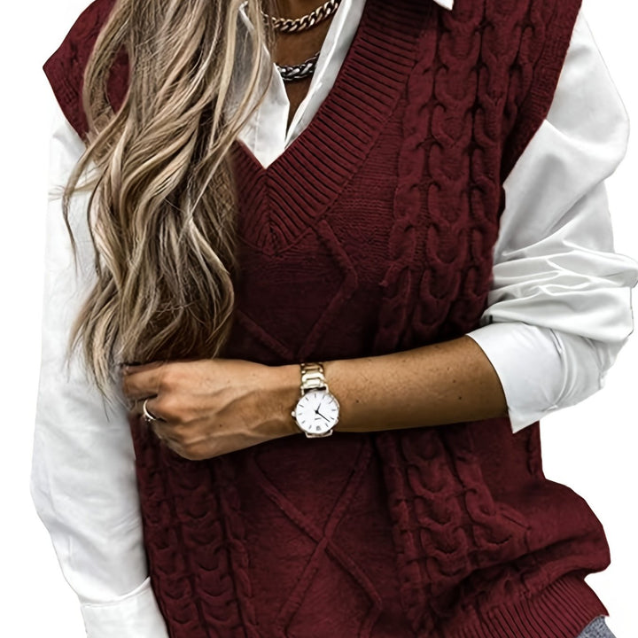 Cora | Cozy Cable-Knit V-Hals Sweater Vest