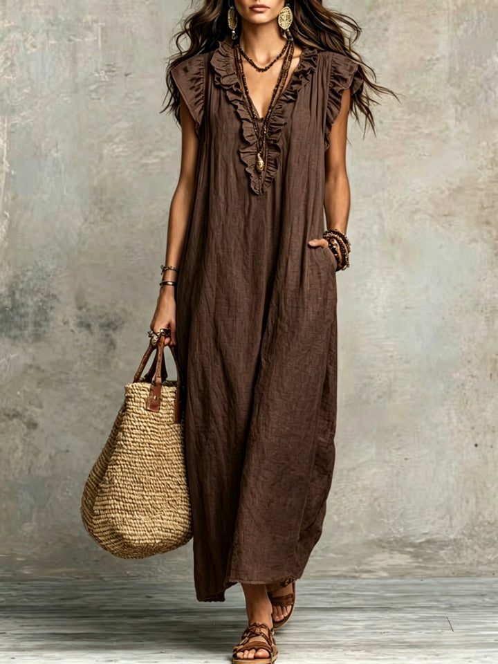 Marisol | Rynket Bohemian Maxi Kjole