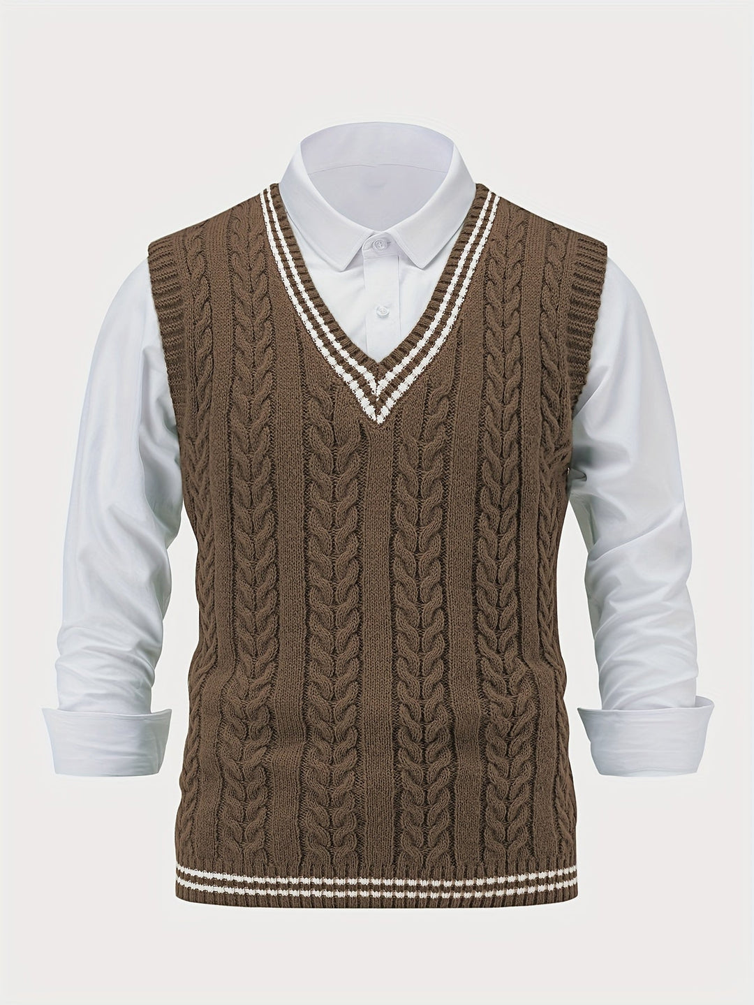 Gideon | Kabelstrikket V-hals Sweater Vest