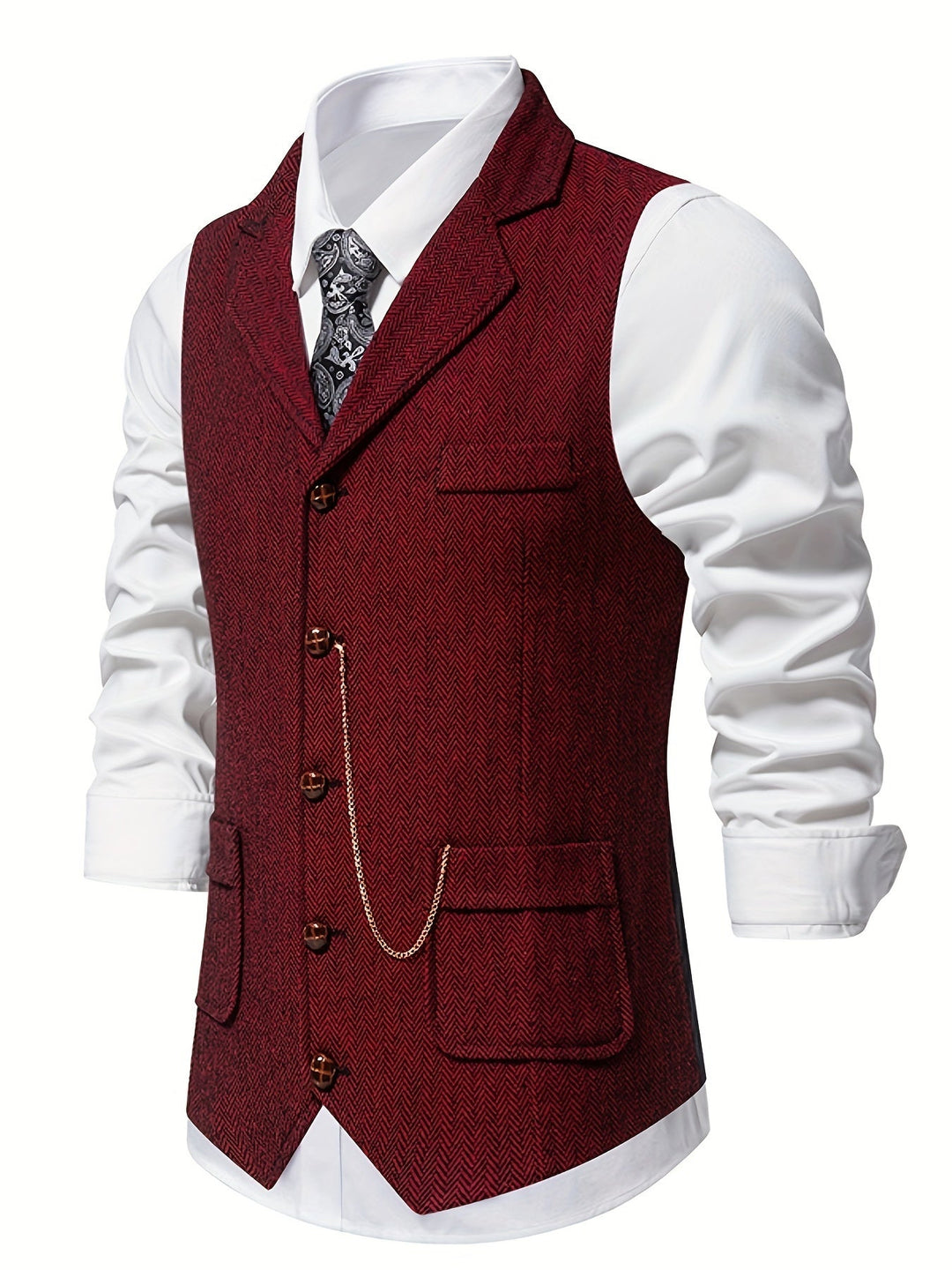 Edmund | Herringbone Enkeltknappet Vest