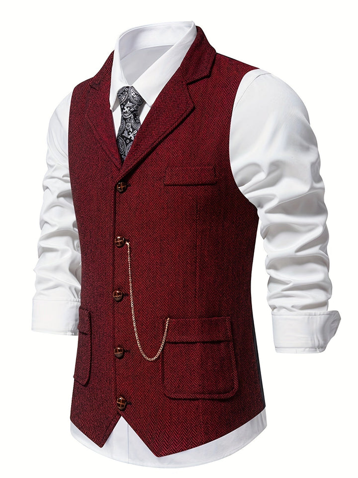 Edmund | Herringbone Enkeltknappet Vest