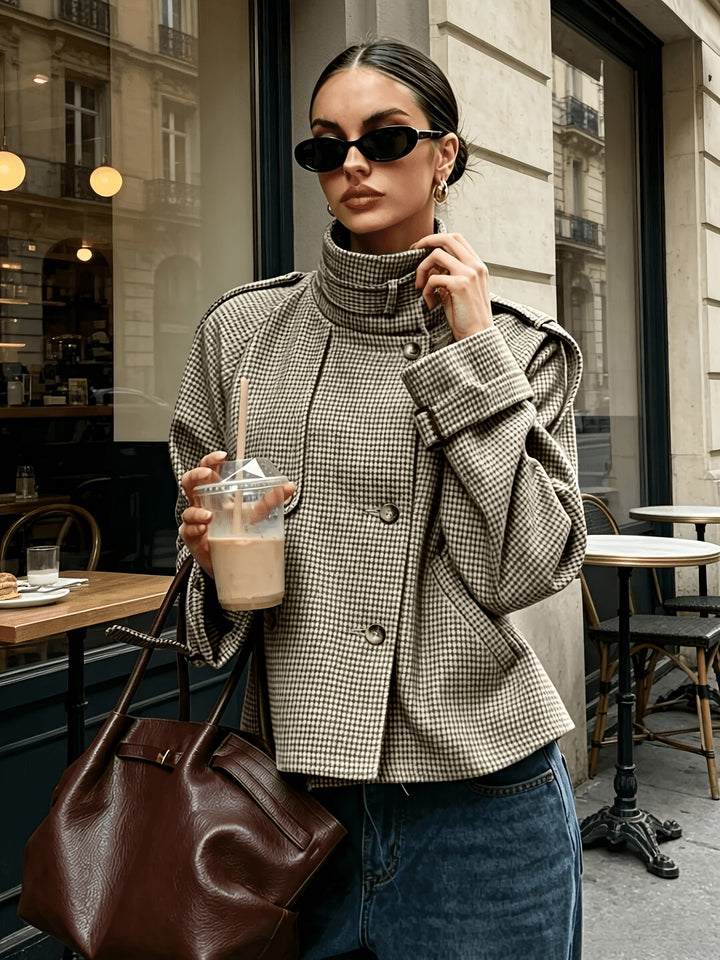 Marguerite | Jakke med Ståkrave i Houndstooth