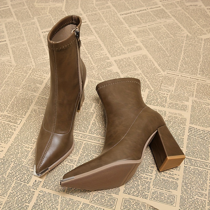 Josephine | Spidse Chunky Heel Ankelstøvler