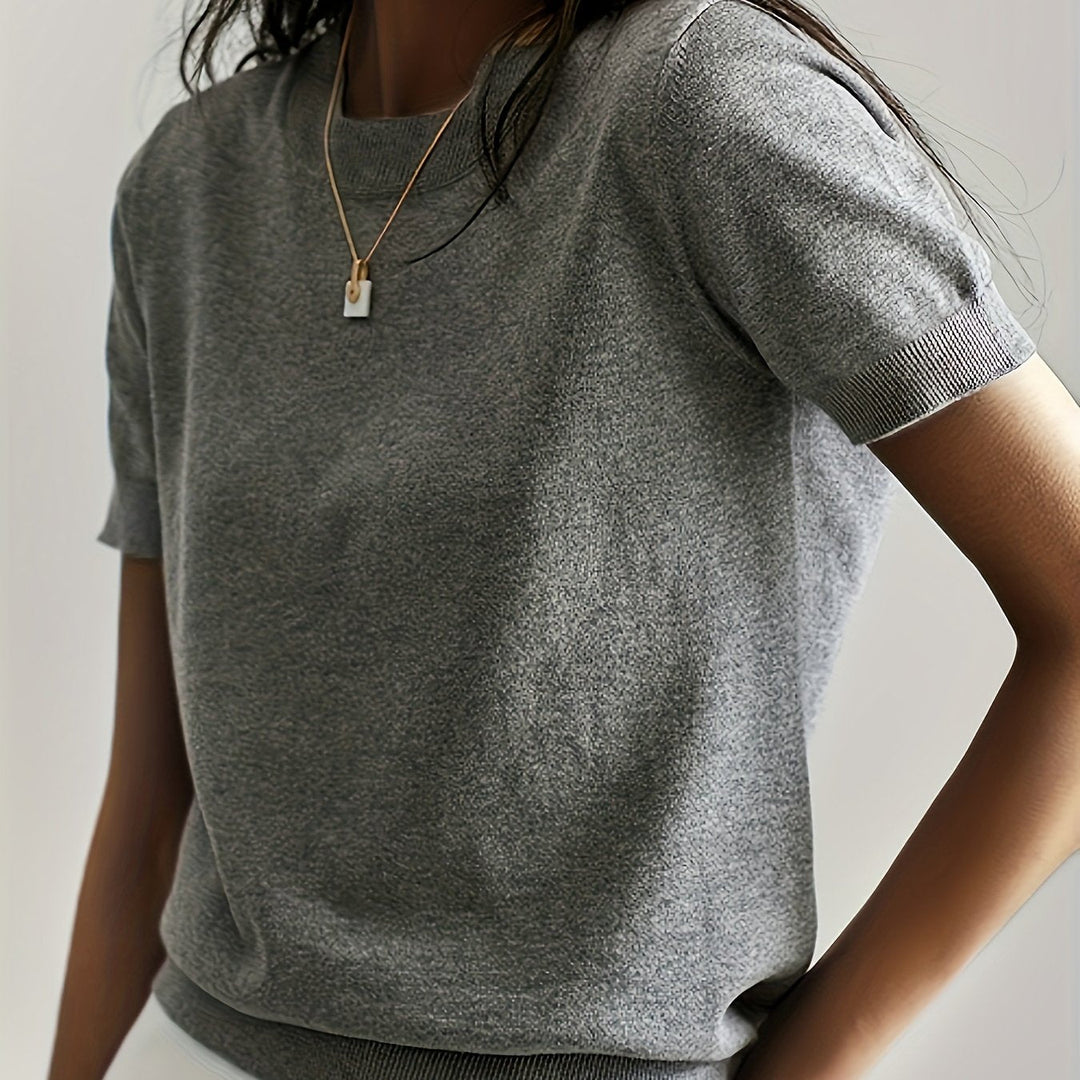 Harriet | Finstrikket T-Shirt med Korte Ærmer