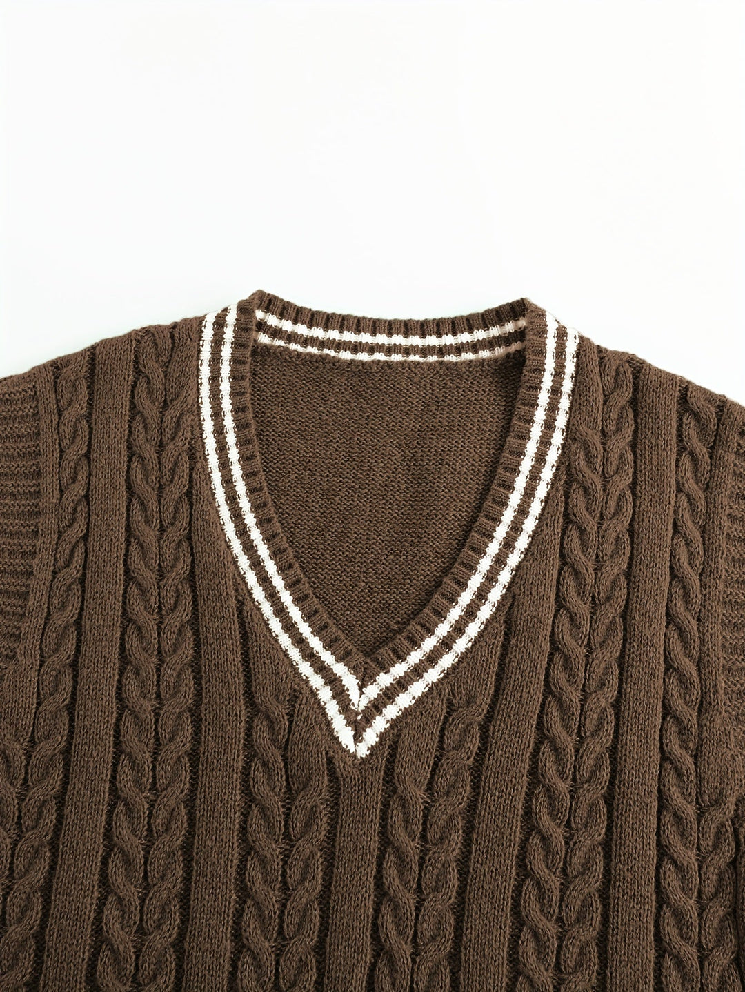 Gideon | Kabelstrikket V-hals Sweater Vest