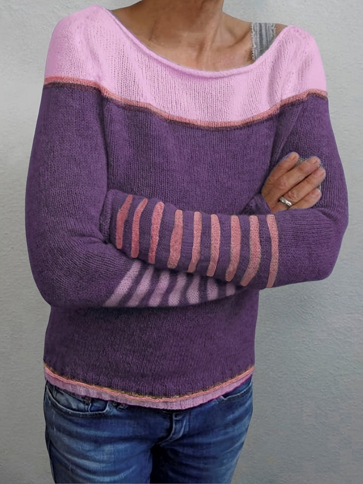 Francesca | Farveblok Båd Hals Sweater