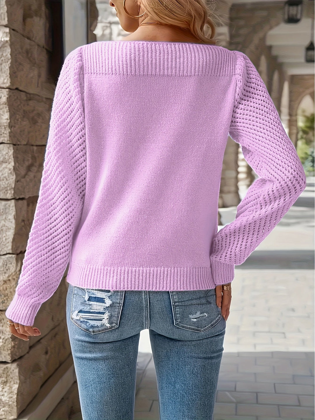 Maisie | Sweater med Åben Arbejde Ærmer