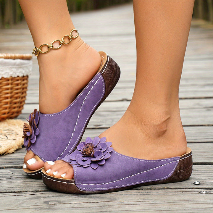 Melanie | Blomster Komfort Wedge Sandaler