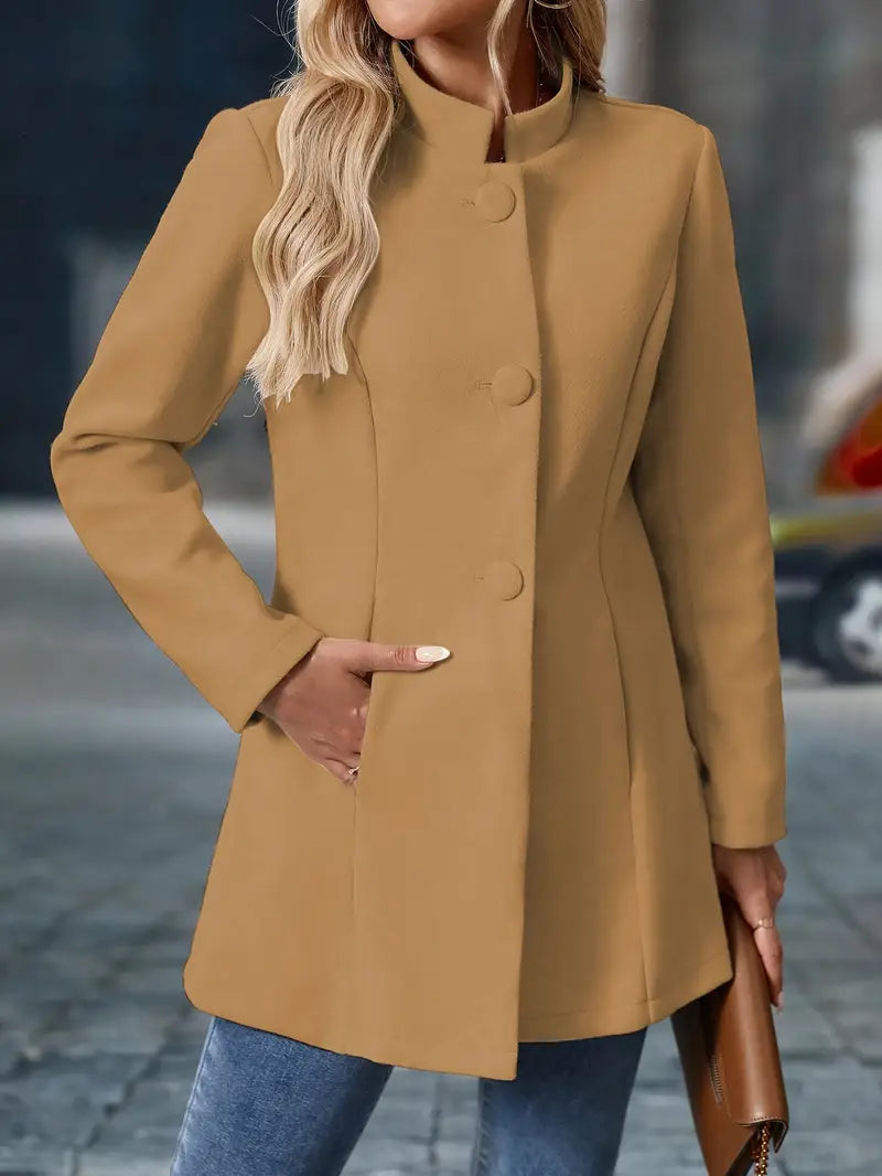 Juliette | Elegant Ståkrave Knap Frakke