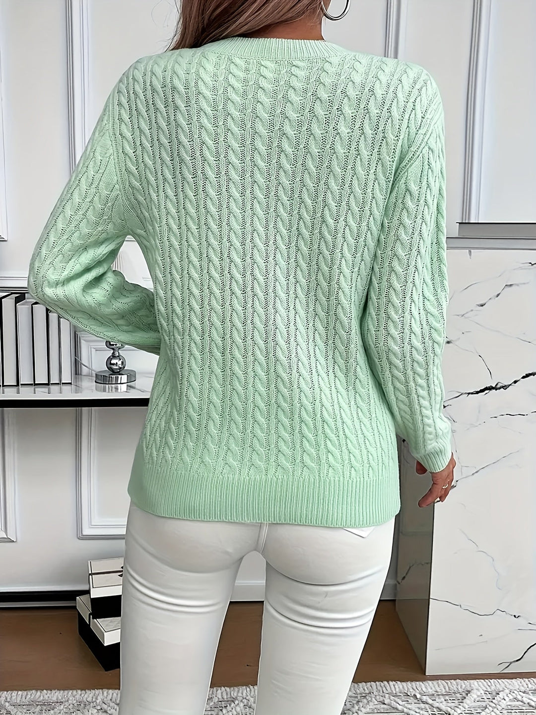 Faye | Kabelstrikket Rundhalset Sweater