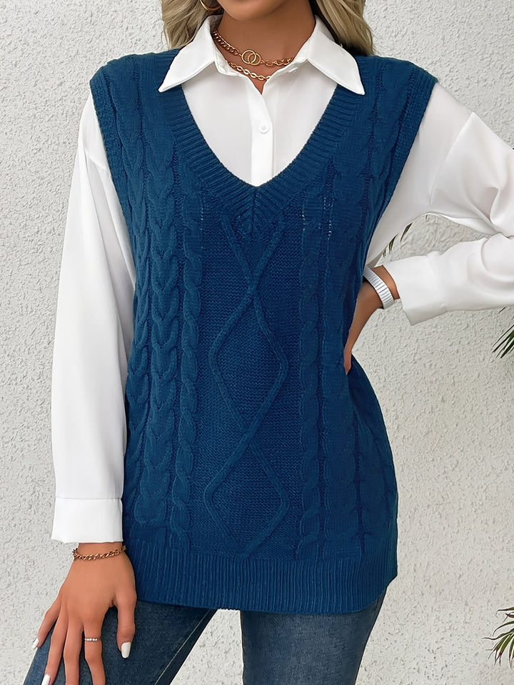 Cora | Cozy Cable-Knit V-Hals Sweater Vest