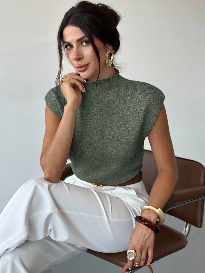 Claudia | Mock Neck Ærmeløs Sweater Vest