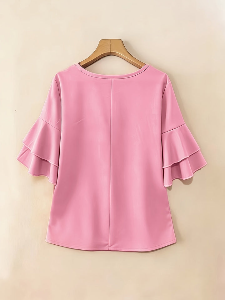 Karen | Bluse med Flared-ærmer og Plisseringer