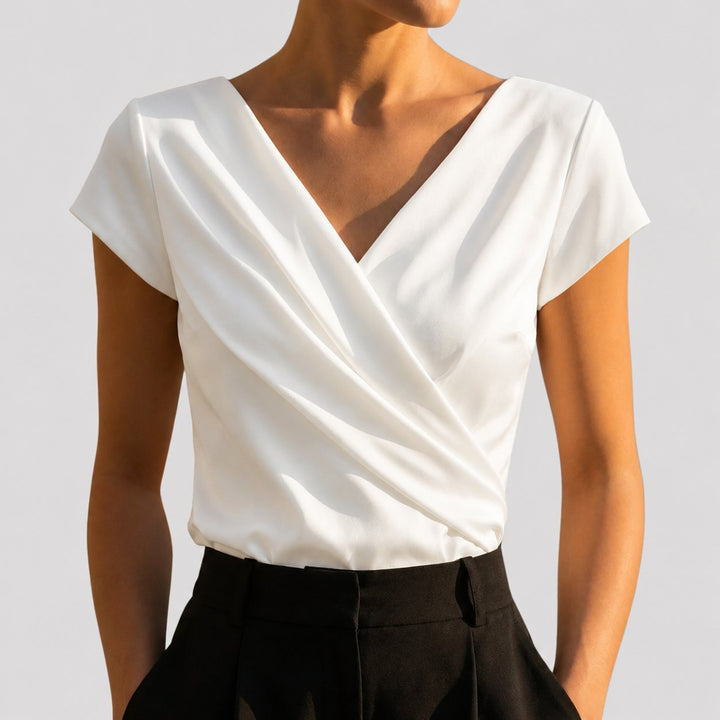 Gemma | Draperet Wrap-Front Bluse