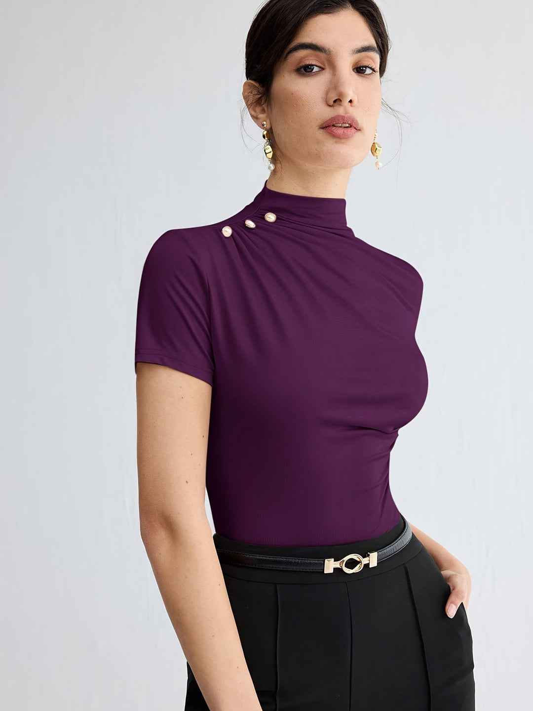 Sienna | Mock Neck Kortærmet Top