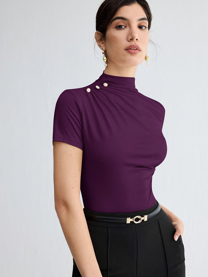 Sienna | Mock Neck Kortærmet Top