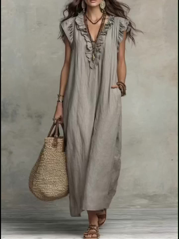 Marisol | Rynket Bohemian Maxi Kjole