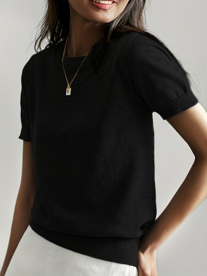Harriet | Finstrikket T-Shirt med Korte Ærmer