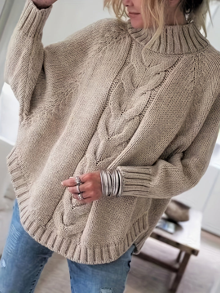 Corinne | Cozy Højhalset Kabelstrik Sweater