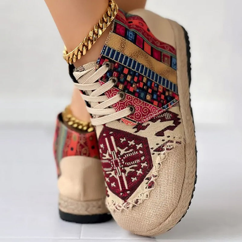Talia | Boho Mønstret Højtop Sneakers