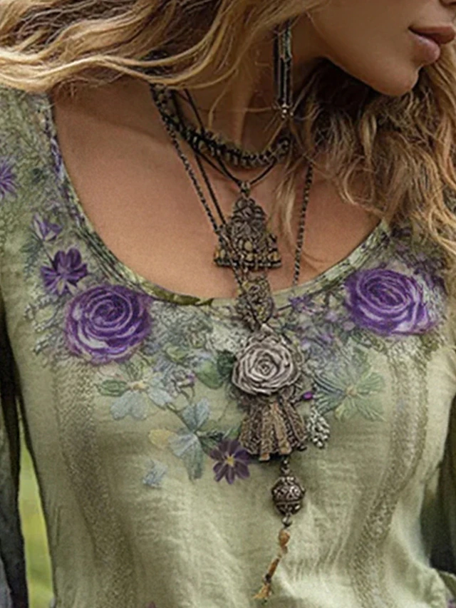 Sienna | Vintage Floral V-Hals Bluse