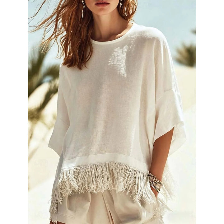 Vera | Fringed Hem Afslappet Bluse
