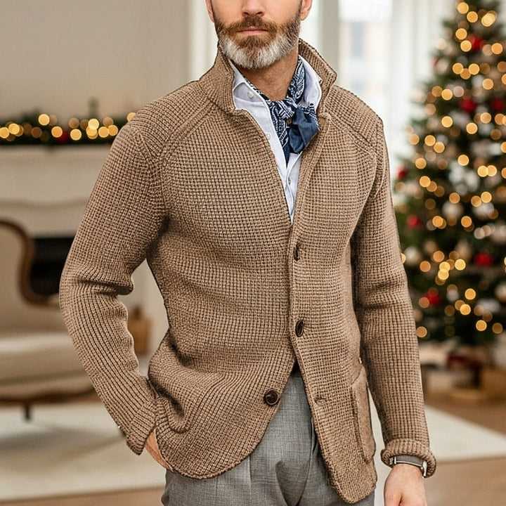 Archer | Tekstureret Stående Krave Cardigan