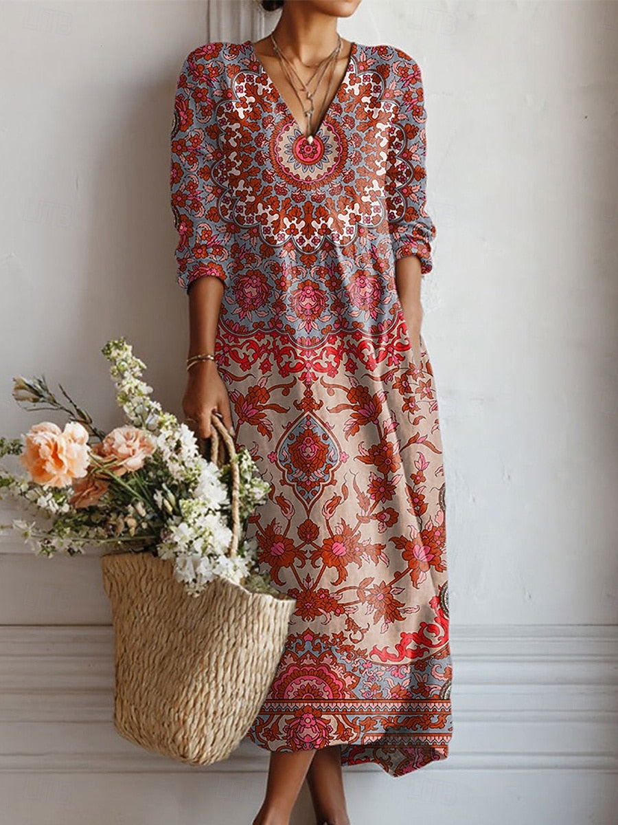 Monica | Behagelig Retro Aztec Kjole
