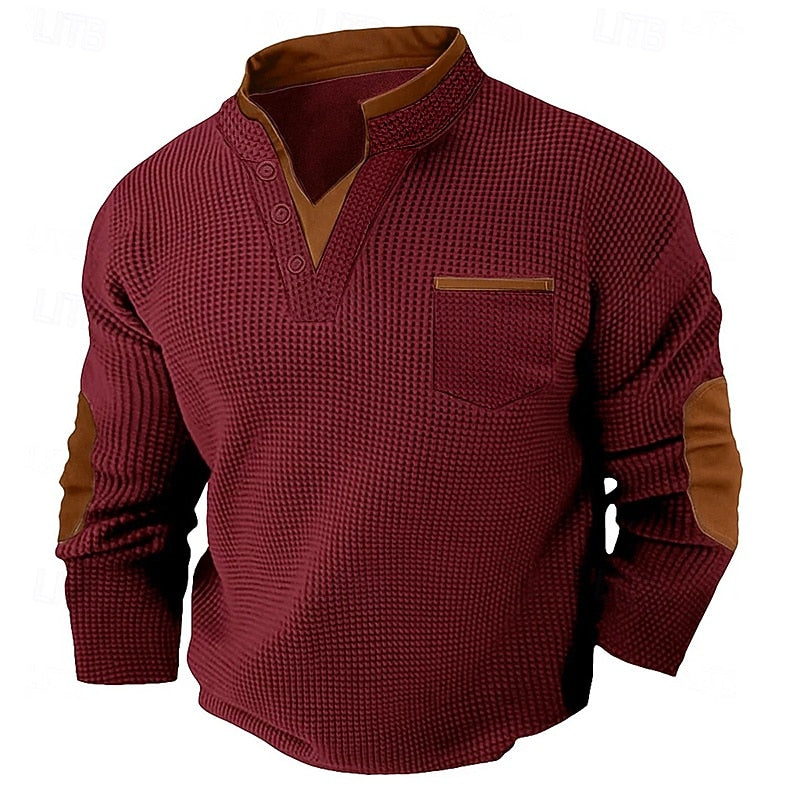 Russell | Tekstureret Waffle Henley Skjorte