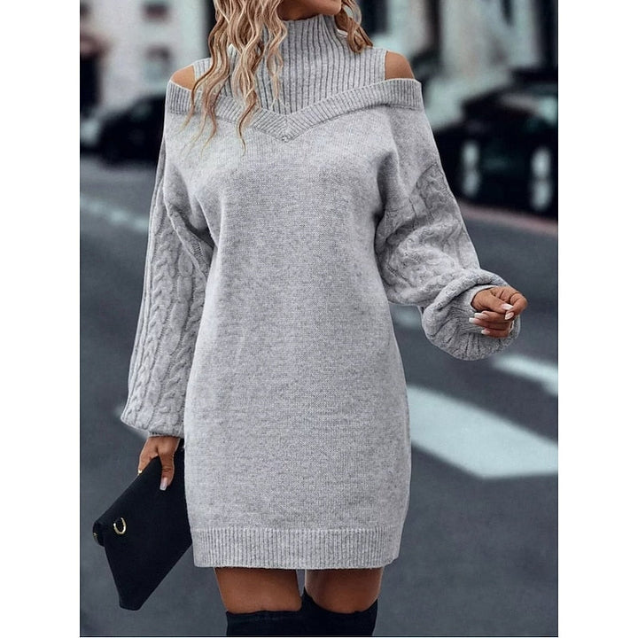 Winifred | Kold- skulder Turtleneck Sweater Kjole