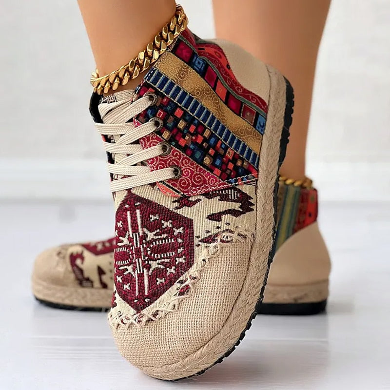 Talia | Boho Mønstret Højtop Sneakers