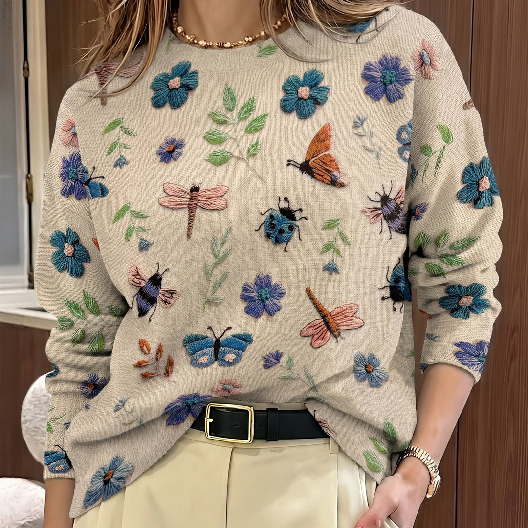 Elsie | Botanisk Print Crewneck Sweater