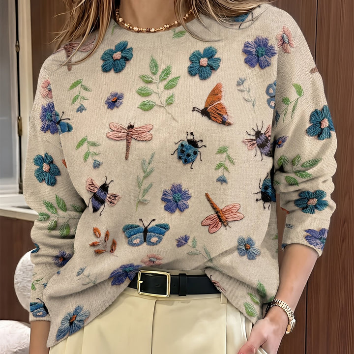 Elsie | Botanisk Print Crewneck Sweater